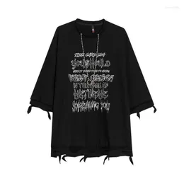 Women's T Shirts Gothic Punk Graphic T-shirt Men Women Hole Mall Goth Harajuku Summer Top Dark Aesthetic Fairy Grunge Loose Plus Size