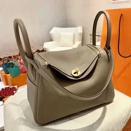 H ermes Bags Designer Luxury Lindys Handbags Leather Bag Lychee Pattern Doctor's Women 2023 Fashionable High-grade Feeling Versatile Shoulder
