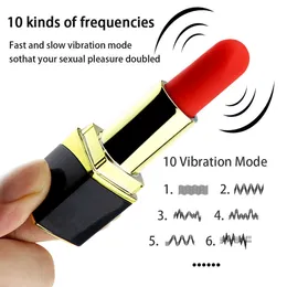 Articoli di bellezza Abay Discreet Lipstick Vibratore Stimolatore clitorideo a 10 velocità Punto G Impermeabile per adulti - Mini massaggiatore per clitoride Giocattoli sexy per donne