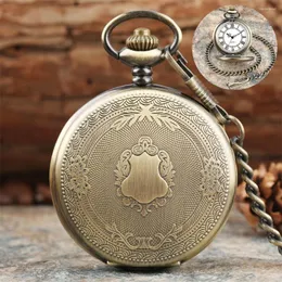 Pocket Watches Steampunk Quartz Exquisite Shield Flower M￶nster FOB Watch Bronze/Gold/Silver Retro Clock med Box Reloj