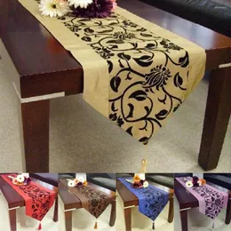 Table Cloth Runner Cover Flower Party Wedding Decoration Raised Blossom Flocked Damask Tablecloth Accessorie