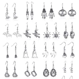 Dangle Chandelier Halloween Earrings Simple Retro Skl Bat Spider Dishy Holiday Jewelry Drop Delivery 2022 DHDGK