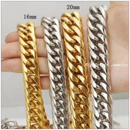 Catene 60cm Lunghezza 16mm 20mm Larghezza Catena di moda Acciaio inossidabile 316L Argento Colore oro Collane fatte a mano per uomo Ragazzo Buon regalo