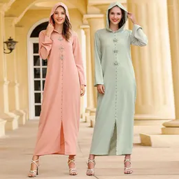 Etniska kläder muslimska klänning handsyade strass huva Marocko Mellanöstern nationella kvinnors kläder Dubai Abaya Turkiet mode