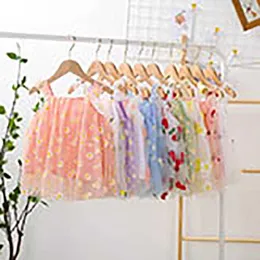 Mädchenkleider Kleider Ins Baby Girl Tutu Slip Kinder Schlinge Gaze Weste Sommerparty elegante agarische Spitze Ananas Blume Stickrock 9 Farben