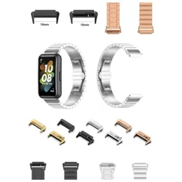 Smarta remmar Armbands Metal Watchband Adapter Rostfritt st￥lkontakt 16mm CLAP BANDS BUCKLE CONNECTION FￖR HUAWEI BAND7 BAND 7 1 Watch Beh￶ver 2st