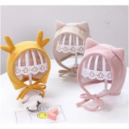 Accessori per capelli Baby Antlers Cappelli Nati 0-ottobre Cuffie auricolari in cotone autunno 0-12 mesi