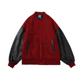 Mens Patchwork Baseball Jackets Hip Hop Varsity Retro Embodiery Bomber Coats Streetwear Harajuku Casual Varsity College Jacket