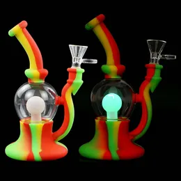 Кальяны Силиконовая лампа Форма колбы Курительные трубки Водопровод Кальян Бонг со стеклянной чашей Dab Rig