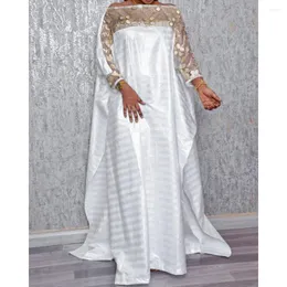 Casual Dresses Elegant Abaya Dubai Kaftan Maxi Dress Women Plus Size African Sequin Embroidered Party Long 2022 Boubou Robe Femme
