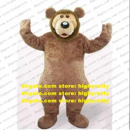 Söt brunbjörn maskot kostym maskotte ursus arctos med små öron grönt buskigt skägg stort knubbig kropp vuxen nr.833