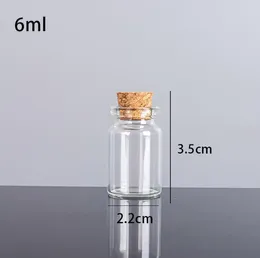 زجاجات التغليف 6 مل 22 × 35x12.5mm صغيرة المصغرة زجاجات زجاجية واضحة مع سدادات الفلين/ حفلات الزفاف أمنية حفلات المجوهرات SN4995