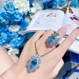 Серьги по ожерелью устанавливают высококачественные ювелирные изделия в Европе Америка роскошные кольцо кольца лошадь формы глаз кулон циркона для женщин свадебный коктейль