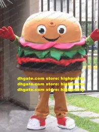 Dolce Brown Hamburger Pane Costume Della Mascotte Mascotte Burger Bun HAM Panettone Ciabatta Con Intercalare Colorato No.643