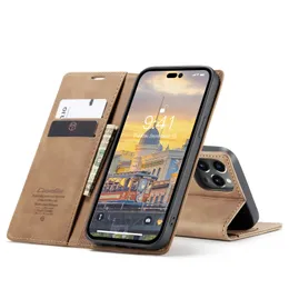 Caseme Magnetic Leather Pu Phone Case Cover Strechproof Cover for iPhone 14 13 12 Pro Max Samsung
