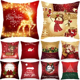 Juldekorationer Xmas Red Podow Case Tree Decoration Santa Claus Cushion Cover för hem Snögubbe år 2022