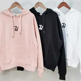 Kvinnors hoodies tröjor Zadig Women hoodie Sweather Långärmning tryckt 3Kolor med dragkammare Löst sväder Pink Black White ZV216103
