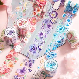 Presentf￶rpackning blommor rose tulpaner husdjur transparent dekorativ tejp f￶r konst diy hantverk journaler planerare scrapbooking klisterm￤rken etikett inpackning