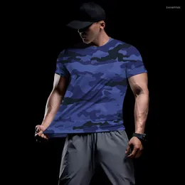 Camisetas de camisetas masculinas de verão camuflagem rápida camisetas de camuflagem respirável-roupas militares de roupas militares de caça ao ar livre escalada de camping