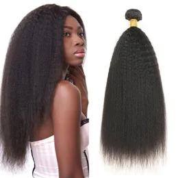 Estensioni brasiliane dei capelli umani 9A Kinky Straight 2 Bundles 8-26 pollici Remy Hair Colore naturale