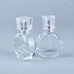 Bottiglie di stoccaggio 1pc 25ml Bottiglia di profumo rotonda Spray di vetro Mini Contenitori cosmetici di bellezza vuoti Atomizzatore da viaggio ricaricabile portatile
