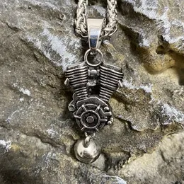 Подвесные ожерелья винтажные двигатели колокольчики нержавеющая сталь для мужчин Подарок мотоцикл мода унисекс ожерелье женское панк -ювелирные изделия оптом