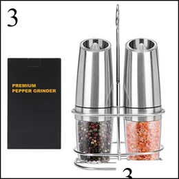 Mills Mills Electric Salt And Pepper Grinders Stainless Steel Matic Herb Spice Mill Adjustable Coarseness Kitchen Gadget Sets Drop D Dhuck