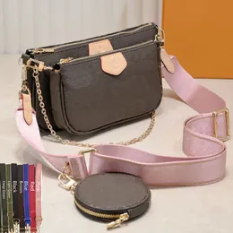 3in1 omuz çantaları 3ps crossbody çanta kadın çanta çapraz vücut çantası cüzdanlar kahverengi çiçek deri debriyaj sırt çantası cüzdan renkli kayış mini para çanta