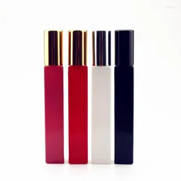 Garrafas de armazenamento 12 ml de garrafa de vidro grossa perfume quadrado mini fragrância de fragrâncias cosméticos spray reabilitável frascos vermelhos preto