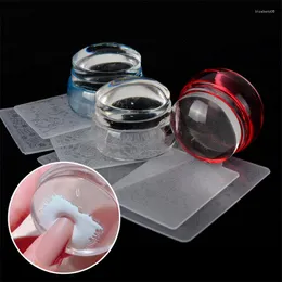 Nagelkonstkit silikonstämpeluppsättning med skrapa för stämplingsmall Polering Utskrift Transfer Manicure Kit 3 st
