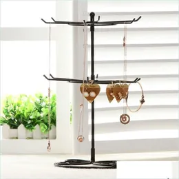 Smyckeslådor smycken lådor bluelans 2-tier rotary stativ display rack örhängen ring halsband hållare mode arrangör lagring 220912 dhpuw