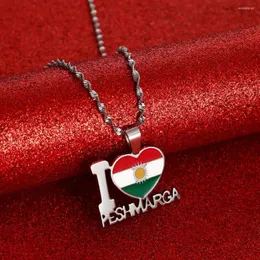 Colares pendentes de aço inoxidável Curdistão mapa e colar de bandeira para amantes Mulheres Jóias étnicas Presente patriótico