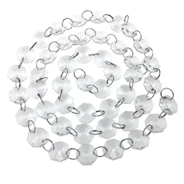 Decorazione per feste, 14 mm, perline in acrilico trasparente, catena, anello in argento, ghirlanda, lampadario per tende, matrimonio