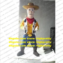 Inteligentny kolorowy kowbojski kostium maskotka Woody Mascotte młody mężczyzna dorosły z żółtą koszulką niebieskie spodnie czarne buty nr 868
