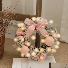 Decorative Flowers Wreaths Christmas Wreath Handmade Rattan Pendant Garland Shop Tree Door Decoration Guirnalda Navidad String Lig Dh2Bk