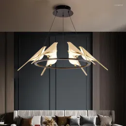 Lampadari Biewalk Nordic Luxury Golden Magpie Lampadario rotondo creativo Soggiorno Sala da pranzo Villa Bar Illuminazione interna