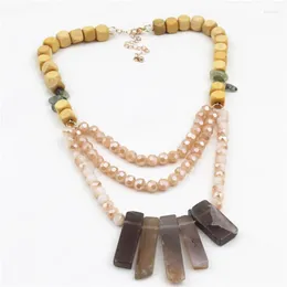 Choker Natural Stone Crystal Wood Bead Halsband för kvinnliga smycken 2022