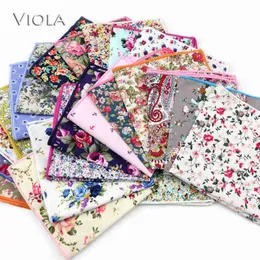 Colorful Floral Handkerchief 100 Cotton Hankie 23 Cm Women's Casual Party Pocket Square Gift Tuxedo Bow Tie Accessory J220816