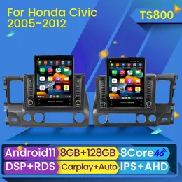 Android 11 Player Car DVD Stereo Radio för Honda Civic 8 2005-2012 Tesla Style Multimedia Video Navigation GPS 2 DIN Audio