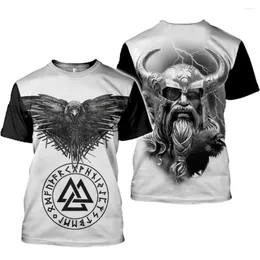 Men's T Shirts 2022 Latest Viking Symbol Printed T-shirt Summer Short-sleeved Street Hip-hop Unisex Top 01