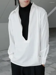 남자 T 셔츠 남성용 긴 소매 셔츠 검은 색과 흰색 거짓 두 봄 가을 패션 캐주얼 단순한 큰 크기