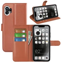 Phone Cases For Nothing Phone 1 Lychee Litchi Wallet Case leather PU TPU Magnetic buckle with Card Slots