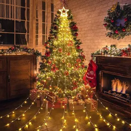 Dizeler Noel Süslemeleri Açık Işık 317 Led Yıldız Ağacı 8 Aydınlatma Modları Bahçe Düğün Partisi İçin Pırıltı