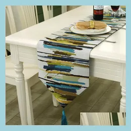 Table Runner Colorf Jacquard Red Green Blue Table Fanst Fashion City Modern Coffee Cabinete de pano de pano por atacado entrega 2022 Home GA DHV82