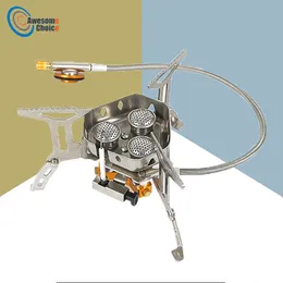 Camp Kitchen 5800W 3 Burners Camping Stove Składany piezo zapłon Lekki wiatrówek plecakowy sport na zewnątrz gotowanie 221021