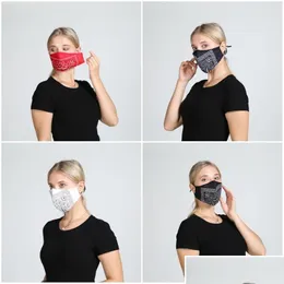 Designer masker återanvändbar bomullsduk ansikte masker tvättbar mascarilla dammtät andningsskydd hängande öronfärg matchande cashew genomsnitt SI DHT3M