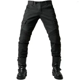 Pantaloni da uomo Pantaloni casual protettivi da moto Jeans da uomo traspiranti resistenti all'usura con 2 paia di protezioni per ginocchia rimovibili