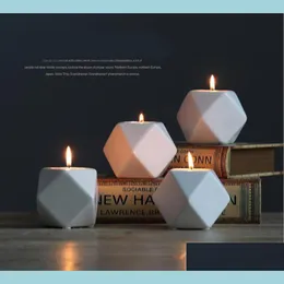 Portacandele Cottura ad alta temperatura Ceramica Stile europeo Semplice Candeliere creativo Decorazione Caffè Candela cena a lume di candela Ho Dhtzr