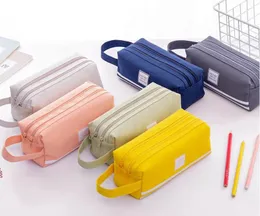 Double layer Oxford cloth pencil case Korean version simple large capacity pupil portable zipper stationery bag RRE15325