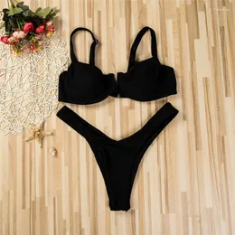 Kvinnors badkl￤der Kvinnor Kvinnor Bikini Set Summer Solid Triangle Baddr￤kt Baddr￤kt Sexig Costumi Da Bagno Donna